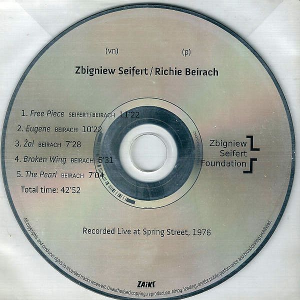 https://www.discogs.com/release/11359536-Zbigniew-Seifert-Richard-Beirach-Recorded-Live-At-Spring-Street-1976